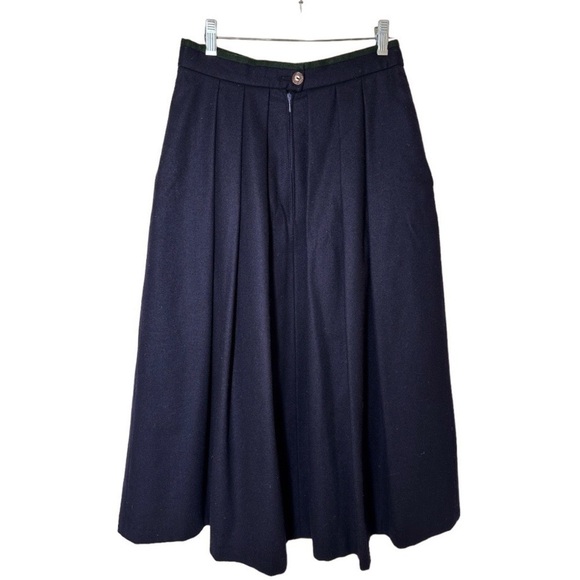 Bayerischer Bavaria Loden Vintage Wool Bavarian Skirt Navy Blue Size Small - Picture 2 of 6